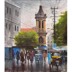 Abdul Hameed, 18 x 24 inch, Acrylic on Canvas, Cityscape Painting, AC-ADHD-206 Abdul Hameed, 18 x 24 inch, Acrylic on Canvas, Cityscape Painting, AC-ADHD-206